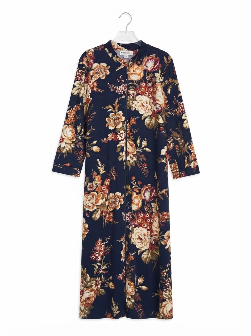 Miss Elaine Navy Floral Long Robe